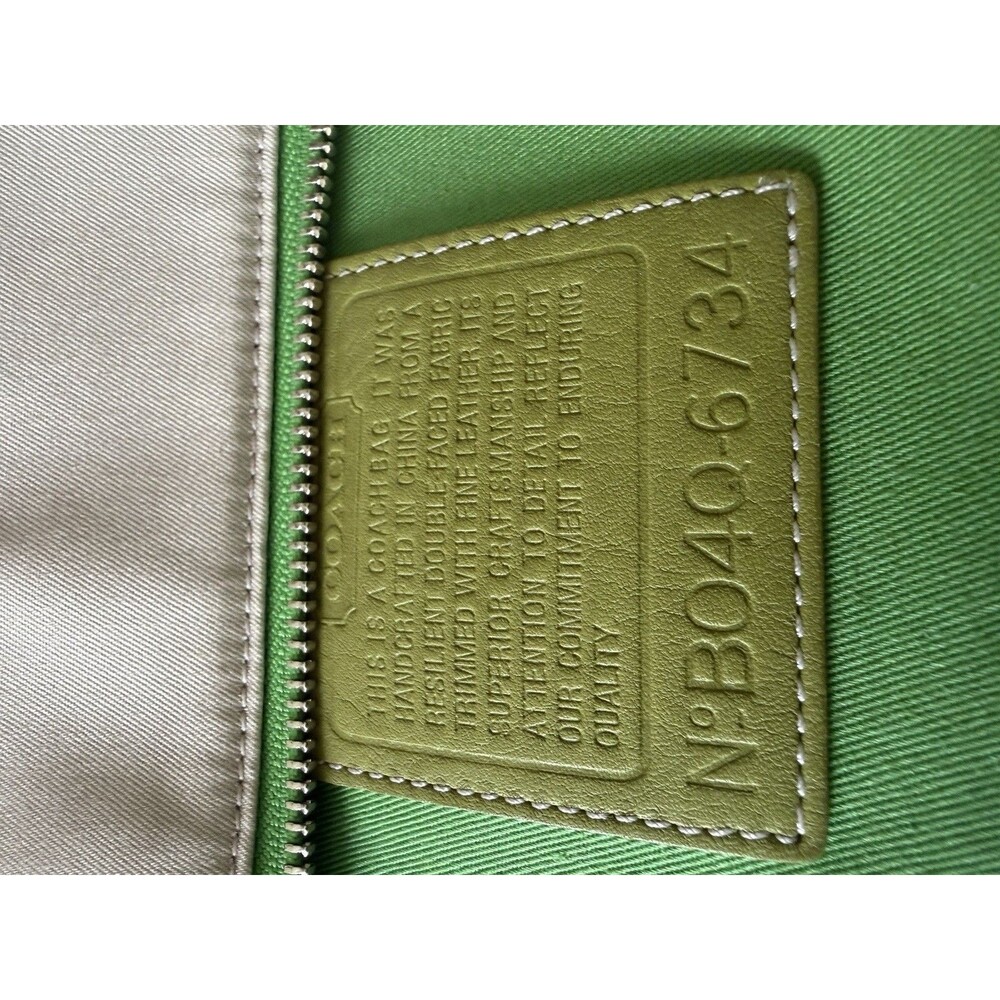 Vintage Coach Hampton Twill Garden Tote Bag B04Q 6734 Tan Green Canvas Leather - Picture 13 of 16